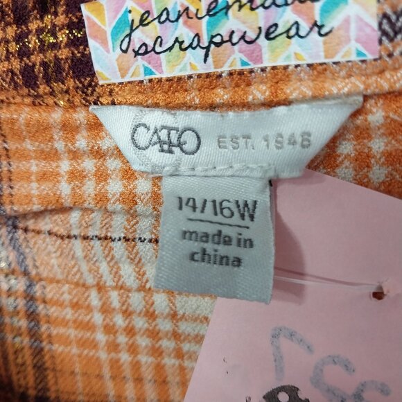 3227 Size 14/16 Cato Upcycled Tenn. Vols Flannel Shirt, Orange is the New Black. - Picture 7 of 8